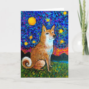 Starry Night Shiba Inu Card<Blank Inside> Einladung
