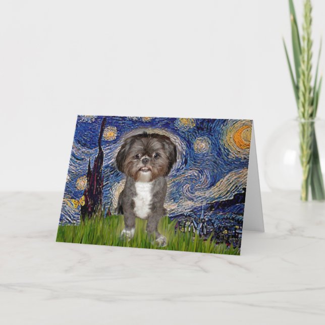 Starry Night - Shih Tzu (M) Karte (Vorderseite)