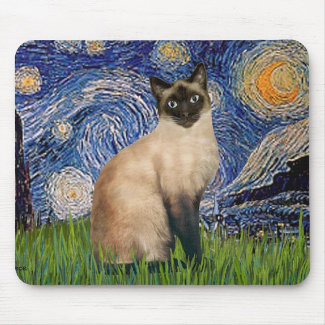 Starry Night - Siegel Point Siamese cat Mousepad (Vorne)