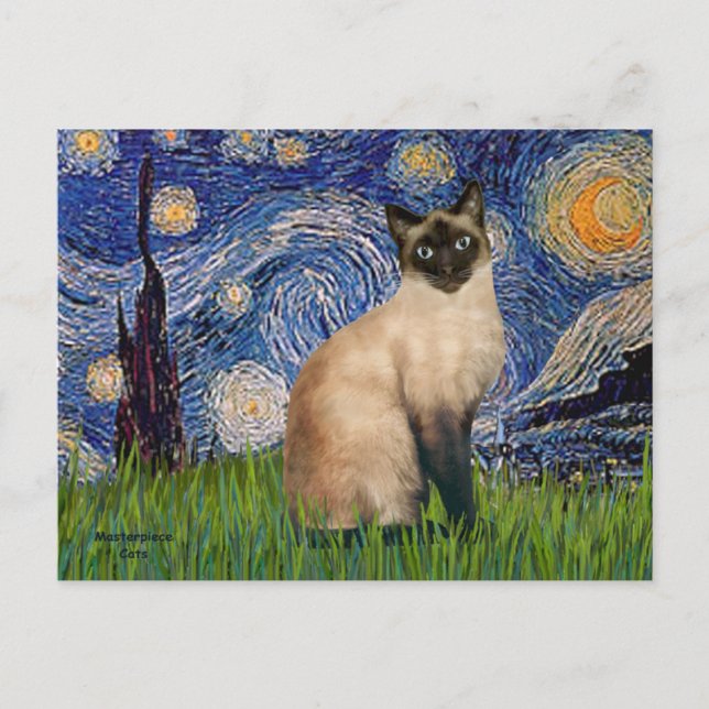 Starry Night - Siegel Point Siamese cat Postkarte (Vorderseite)