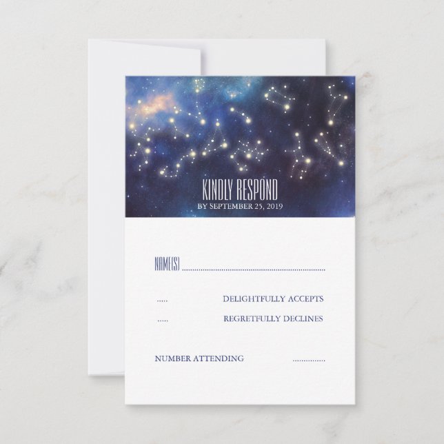 Starry Night Signs Wedding RSVP (Vorderseite)