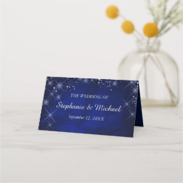 Starry Night Silver Blue Wedding Platzkarte