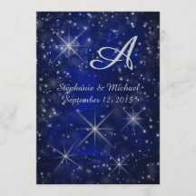 Starry Night Silver Monogram Elegant Blue