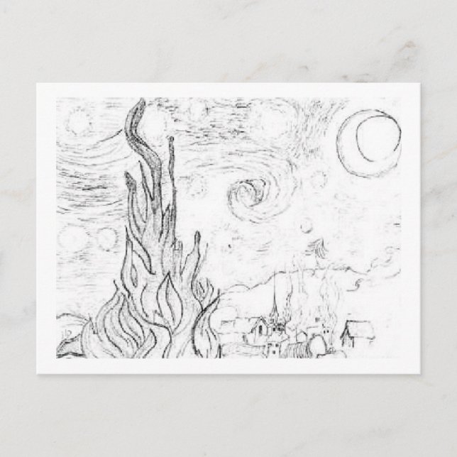 Starry Night Sketch Postkarte (Vorderseite)