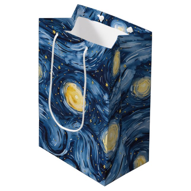 Starry Night Skies Baby Dusche Mittlere Geschenktüte (Vorderseite Schrägansicht)