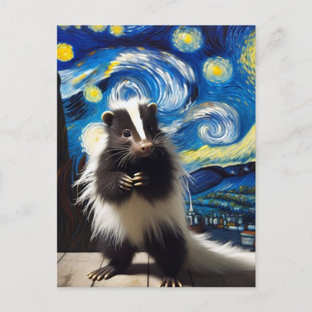 Starry Night Skunk Postkarte (Vorderseite)