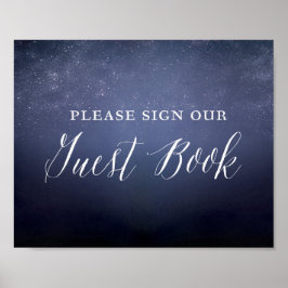 Starry Night Sky Celestial Wedding Guest Book Sign Poster