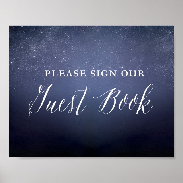 Starry Night Sky Celestial Wedding Guest Book Sign Poster (Vorne)