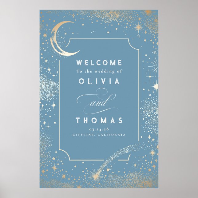 Starry Night Sky Celestial Wedding Welcome Sign Poster (Vorne)