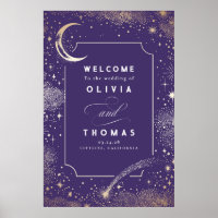 Starry Night Sky Celestial Wedding Welcome Sign