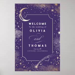 Starry Night Sky Celestial Wedding Welcome Sign Poster