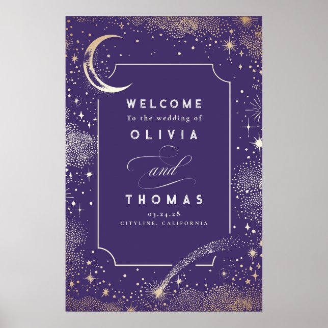 Starry Night Sky Celestial Wedding Welcome Sign Poster