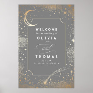 Starry Night Sky Celestial Wedding Welcome Sign Poster