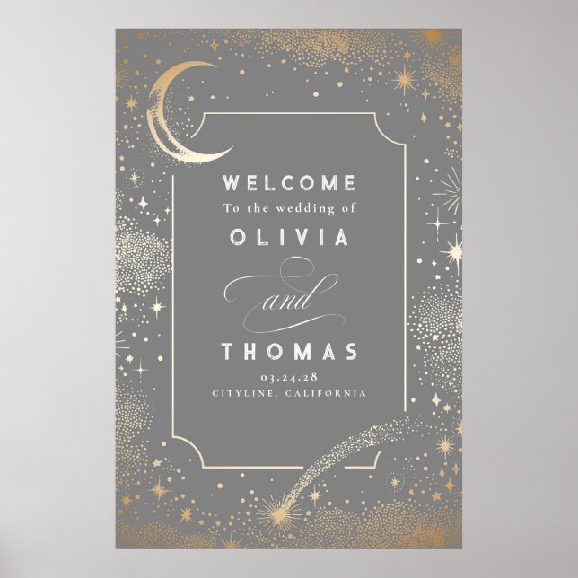 Starry Night Sky Celestial Wedding Welcome Sign Poster (Vorne)