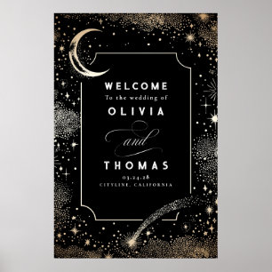 Starry Night Sky Celestial Wedding Welcome Sign Poster