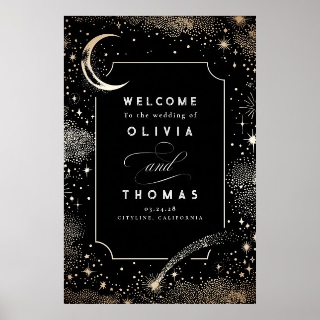 Starry Night Sky Celestial Wedding Welcome Sign Poster (Vorne)