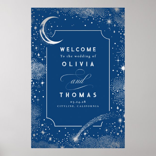 Starry Night Sky Celestial Wedding Welcome Sign Poster (Vorne)