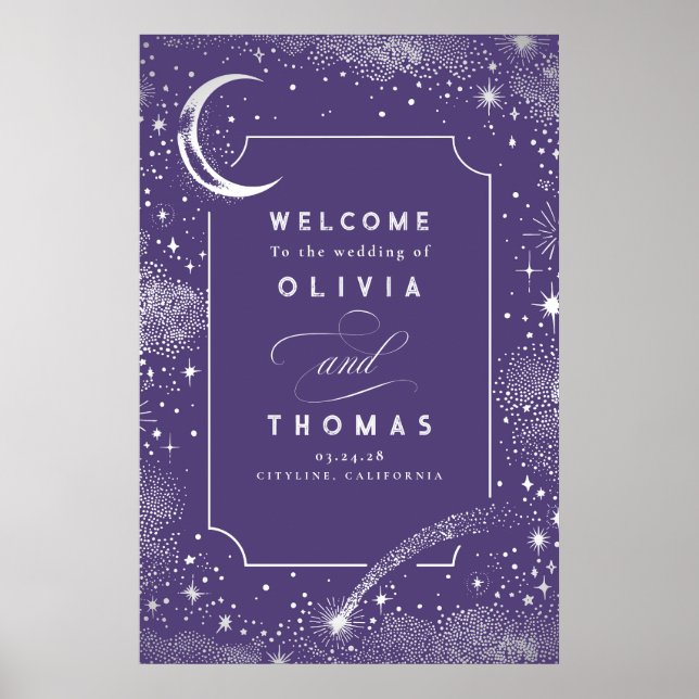 Starry Night Sky Celestial Wedding Welcome Sign Poster (Vorne)