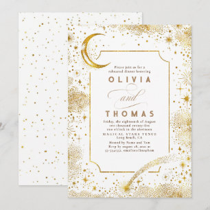 Starry Night Sky Crescent Moon Probe Dinner Einladung