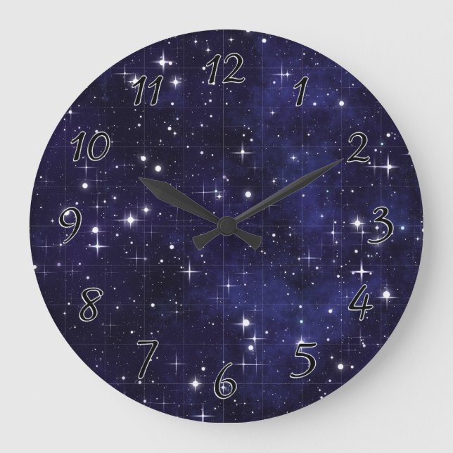 Starry Night Sky Grid Große Wanduhr (Vorderseite)