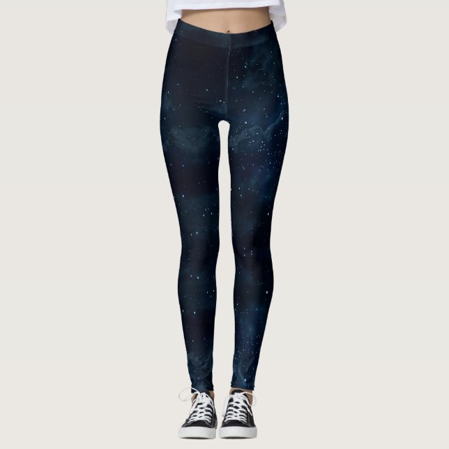 Starry Night Sky Leggings, Galaxy Space Leggings (Vorderseite)