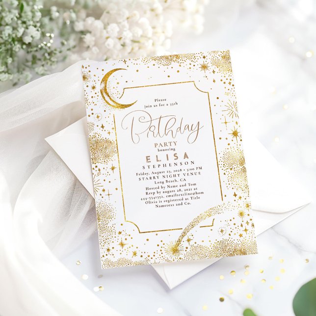 Starry Night Sky Moon Mystical Celestiday Einladung (Night Sky Stars and Moon Birthday Invitations)