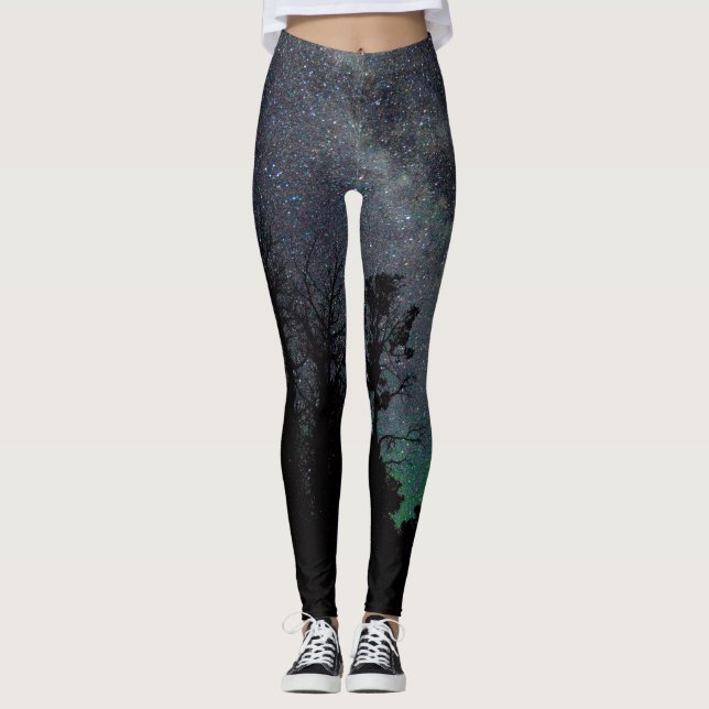 Starry Night Sky & Trees Leggings (Vorderseite)