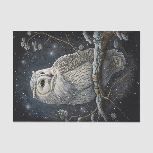 Starry Night Snow Owl Seidenpapier (Vorderseite)