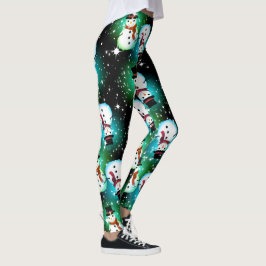 Starry Night Snowman Weihnachten Leggings