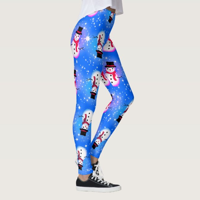 Starry Night Snowman Weihnachten Leggings (Rechts)