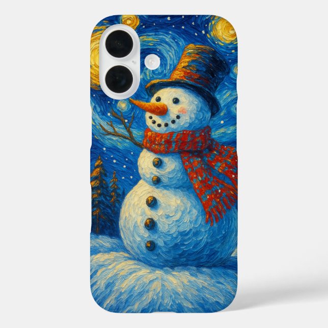 Starry Night Snowman Weihnachtskarte Case-Mate iPhone Hülle (Rückseite)