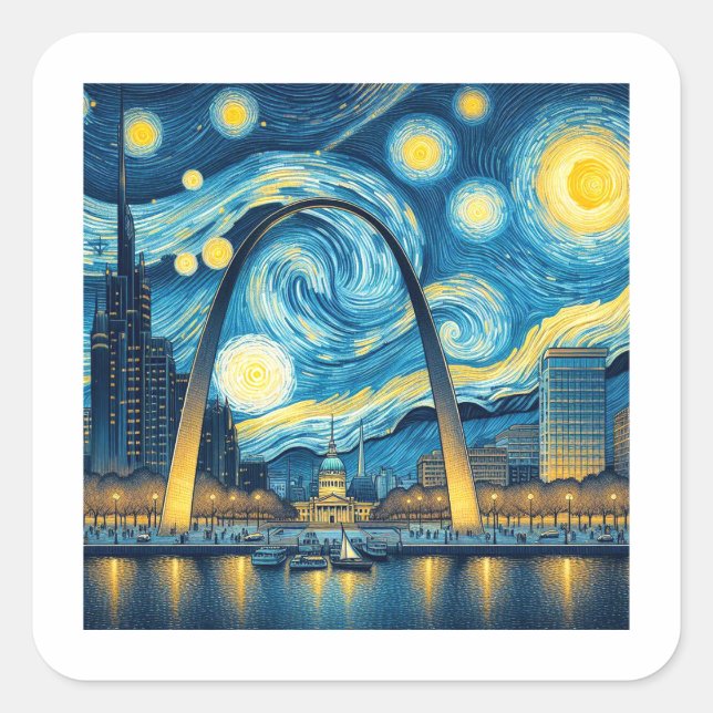Starry Night St. Louis Missouri Quadratischer Aufkleber (Vorderseite)