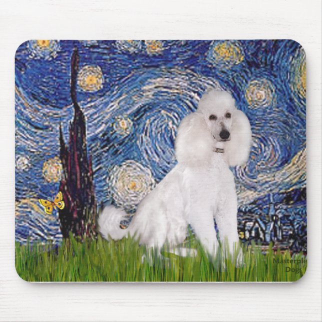 Starry Night - Standard White Poodle (C) Mousepad (Vorne)