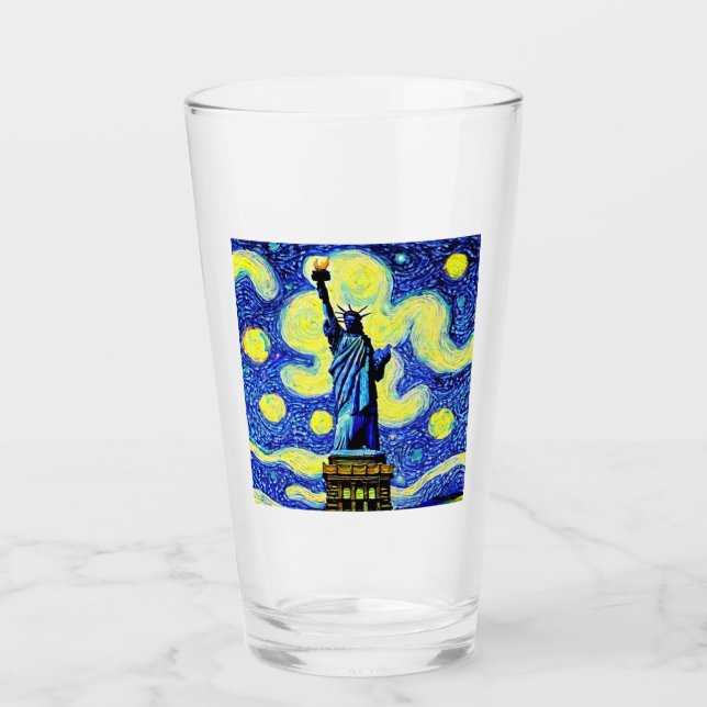 Starry Night Statue of Liberty New York Glas (Vorderseite)