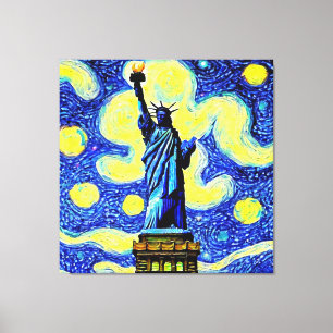 Starry Night Statue of Liberty New York Leinwanddruck