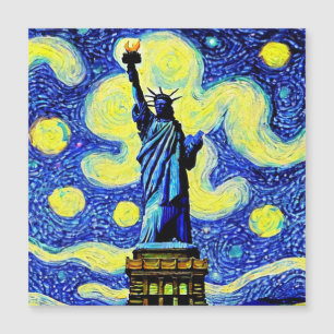 Starry Night Statue of Liberty New York Magnetkarte