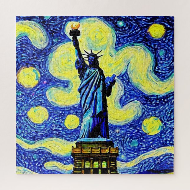 Starry Night Statue of Liberty New York Puzzle (Vertikal)