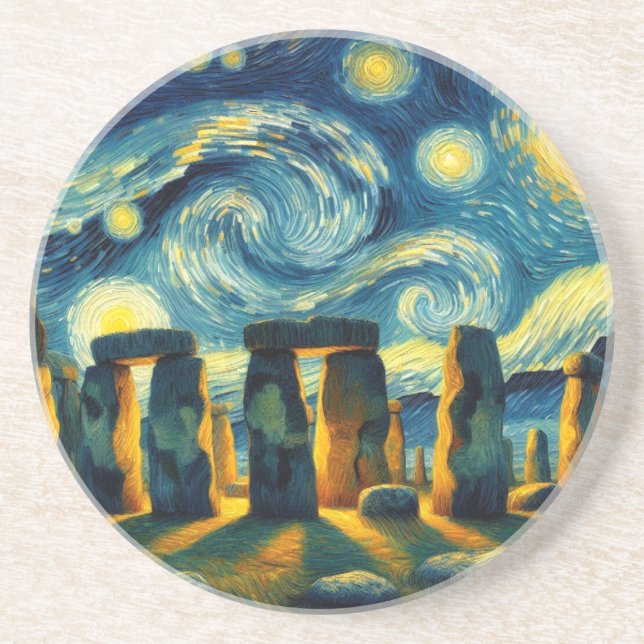 Starry Night Stonehenge Getränkeuntersetzer (Vorne)
