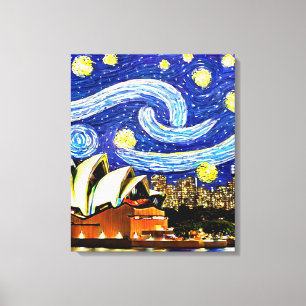 Starry Night Sydney Australia Opernhaus Drawstri Leinwanddruck