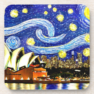 Starry Night Sydney Australia Opernhaus Getränkeuntersetzer