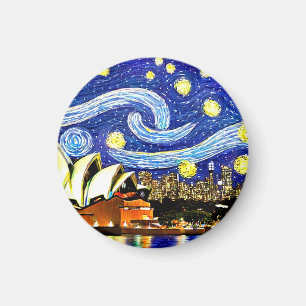 Starry Night Sydney Australia Opernhaus Magnet