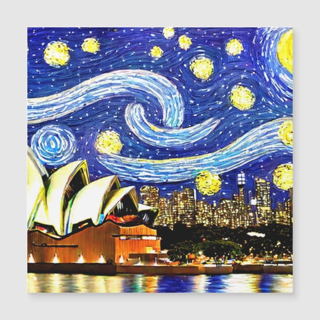 Starry Night Sydney Australia Opernhaus Magnetkarte (Vorderseite)