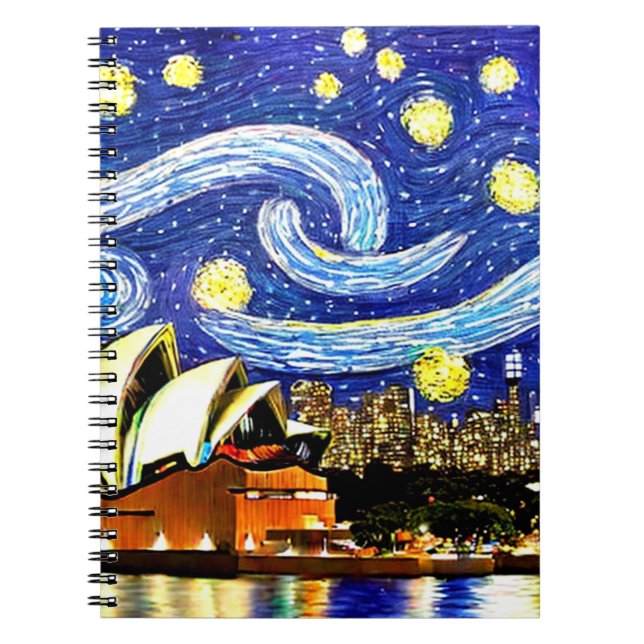 Starry Night Sydney Australia Opernhaus Notizblock (Vorderseite)