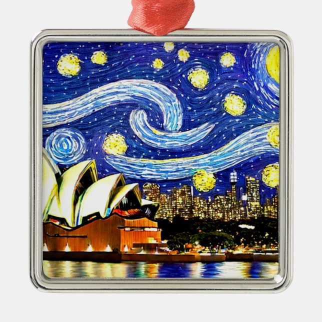 Starry Night Sydney Australia Opernhaus Ornament Aus Metall (Vorne)