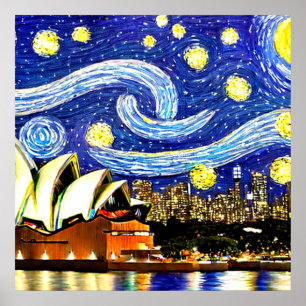 Starry Night Sydney Australia Opernhaus Poster