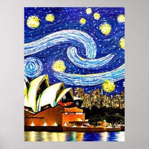 Starry Night Sydney Australia Opernhaus Poster