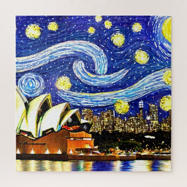 Starry Night Sydney Australia Opernhaus Puzzle (Vertikal)