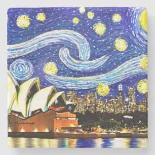Starry Night Sydney Australia Opernhaus Steinuntersetzer