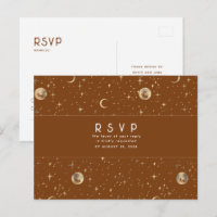 Starry Night Terracotta and Gold Wedding RSVP