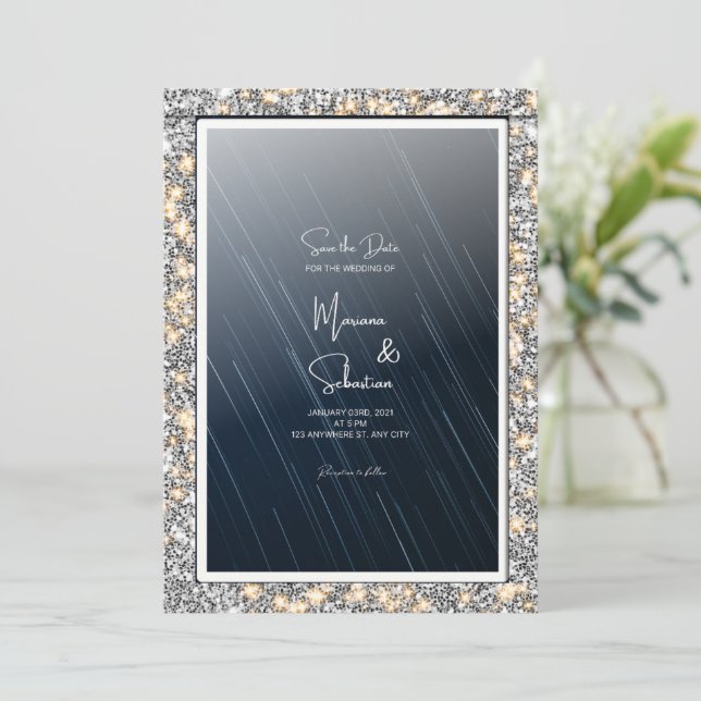 Starry Night the SAVE THE DATE Wedding Card Einladung (Stehend Vorderseite)